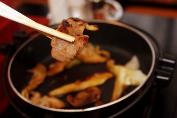Grilled pork served at the Folkloro Kakunodate restaurant
