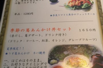 Menu (I ordered the bottom one)