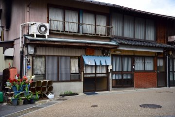 Blue cloths on storefronts