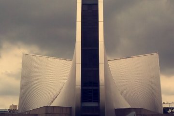 In awe of the cathedral's facade 