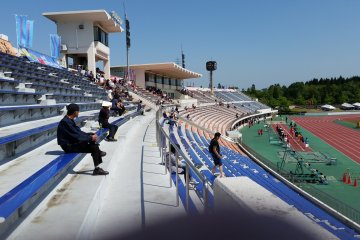 A sparce turnout on a wonderfully sunny day at the stadium