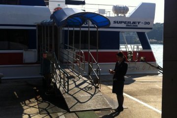 The Super Jet tied up at Hiroshima Port