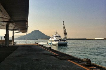 The fast boat for Miyajima pulls into Hiroshima Port Ujina Passenger Terminal