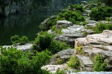 The layered rocks make interesting sh