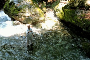 We arrived in time to watch a group of disciples preparing to take on the waterfall