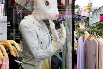 Some mannequins have bunny's heads - hmm...