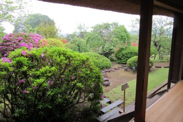 Traditional Japanese house opens to a garden