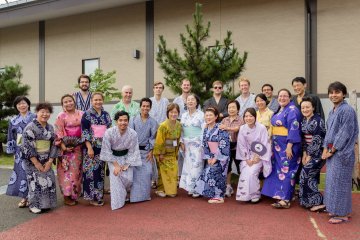 Festival goers in yukata
