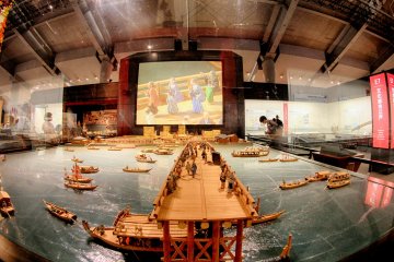 This is a diorama of Tokyo's coast during the Edo period