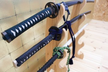 Sword collection in side the Abe Faction Saber Way dojo.