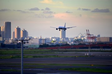 An airplane is about to land