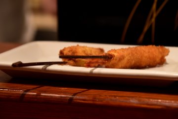 Shrimp and mushroom kushikatsu