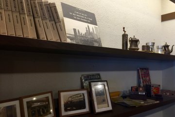Various nostalgic stuff on a shelf