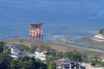 There are fine views of Itsukushima Shrine and its famous torii