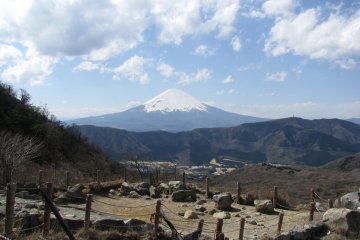 The view of Mt. Fuji from Owakudani Station
