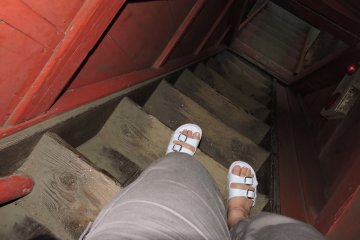 Steep wooden steps