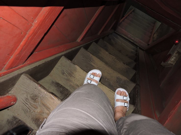 Steep wooden steps