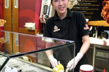 That girl sang me a song while preparing ice-cream