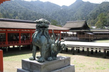 Komainu guarding Itsukushima jinja of Miyajima
