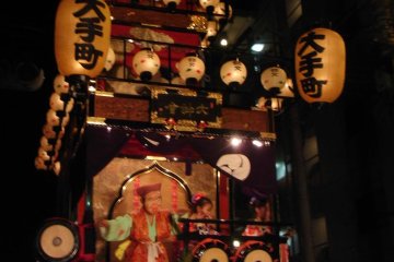 Float at the Kawagoe Matsuri at night-time
