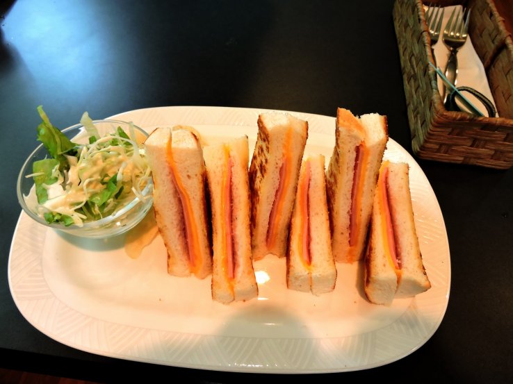 Toasted sandwiches with ham and cheese