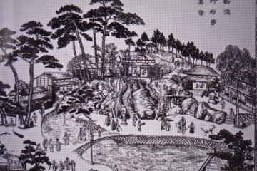 Gravure représentant l'Ikinari-ya d'il y a longtemps