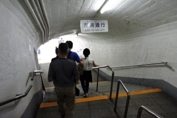 Tunnel and steps at the bottom of the elevator