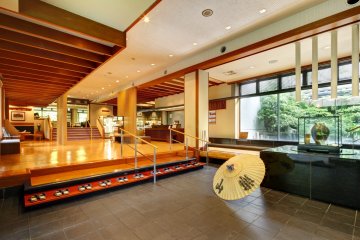 Huge windows provide a light, airy atmosphere to the lobby