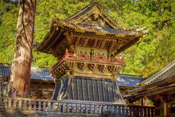 The colorful Kamijinko, (upper store house) which is one of 3 famous storehouses within the Toshogu Shrine complex