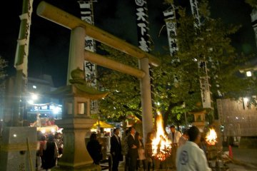 Flaming braziers add to the atmosphere.