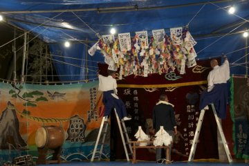 Final touches to the kagura stage.