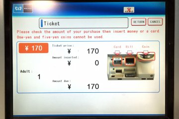 Once you have selected your ticket type, insert cash in the form of a paper bill, or coins in the designated slots.