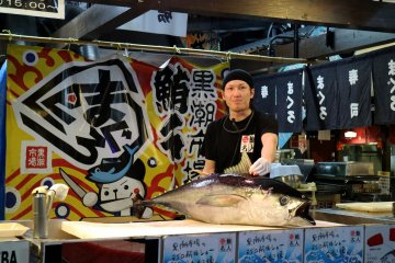 Watching the filleting demonstration