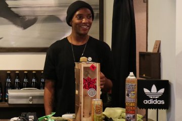 Bug Barnes behind his self-made counter