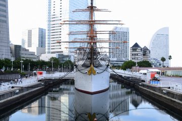 Look at the reflection of Nippon Maru on the water surface
