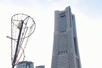 Looking at the Landmark Tower from the Bashamichi Promenade 