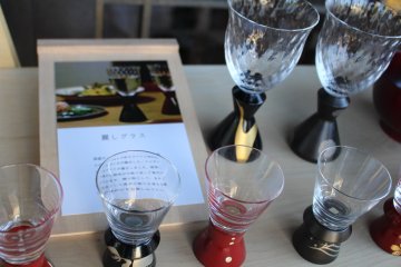 Glasses for serving wine or nihonshu