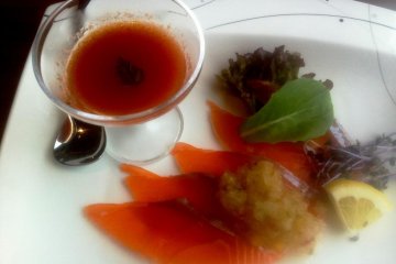 Cold tomato soup with onion and capicsum are natures harvest from own farm