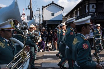 One of the many brass bands playing as the sun came out 