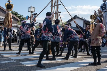 Edo style fire fighting display. You could hear the locals yell "Kaji" (fire)