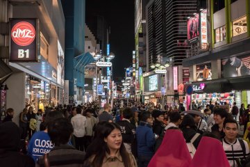 One of the four main streets in Shibuya that was blocked off in more ways than one