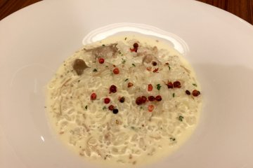 Delicious risotto sprinkled with pink peppercorns