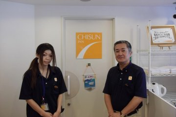 <p>The friendly staff spoke a little English</p>