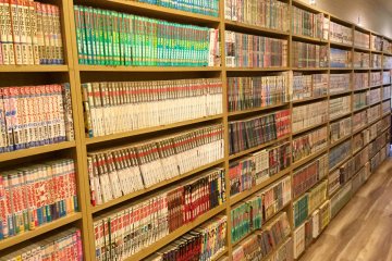 An entire wall of comic books