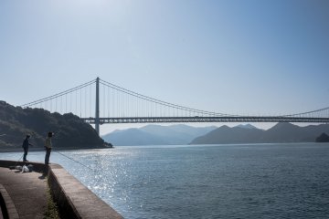 Locals fishing in front of Innoshima Bridge