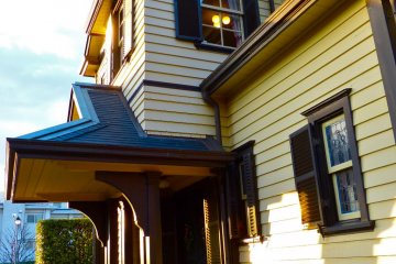 The doorway and porch of the house
