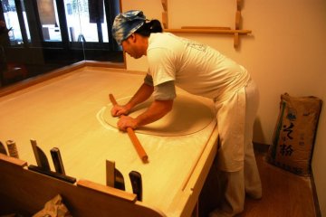 Spreading out the dough