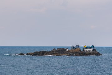 Nochigashima in the distance as seen from Kinosaki Marine World