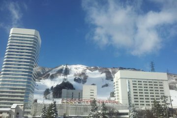 The vast hotel at the base of the resort