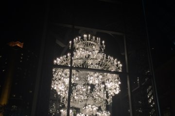 Hanging chandelier is a highlight of the display.